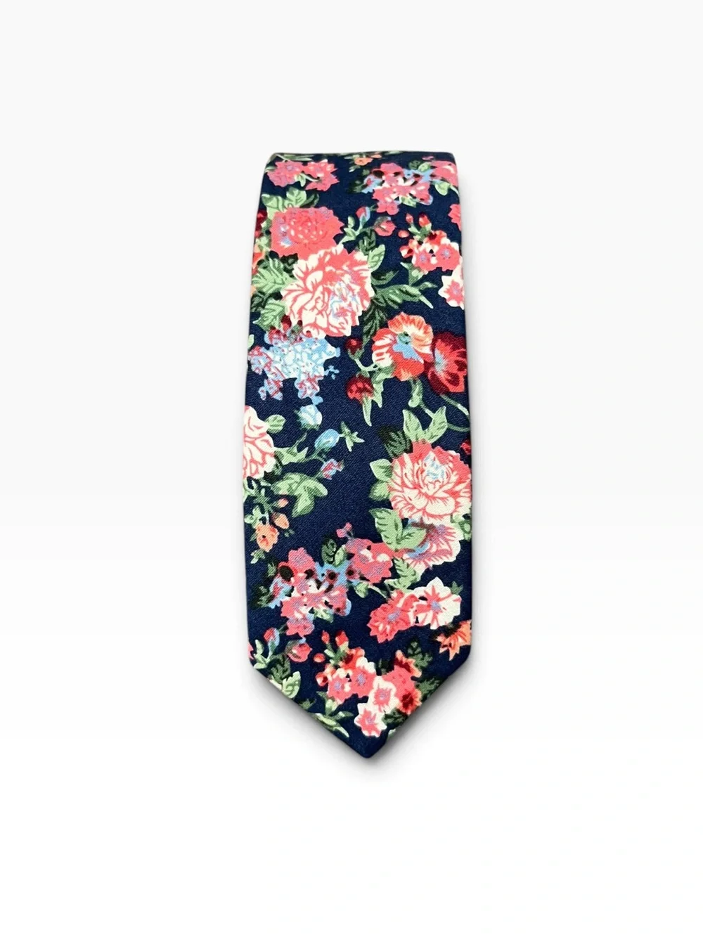 Penguin Navy Floral Men's Tie with Pink & Green Accents